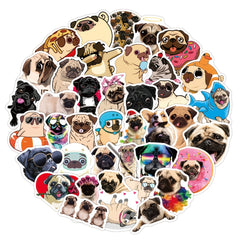 50 Cartoon Animal Pug Doodle Waterproof Stickers DIY Creative Toys