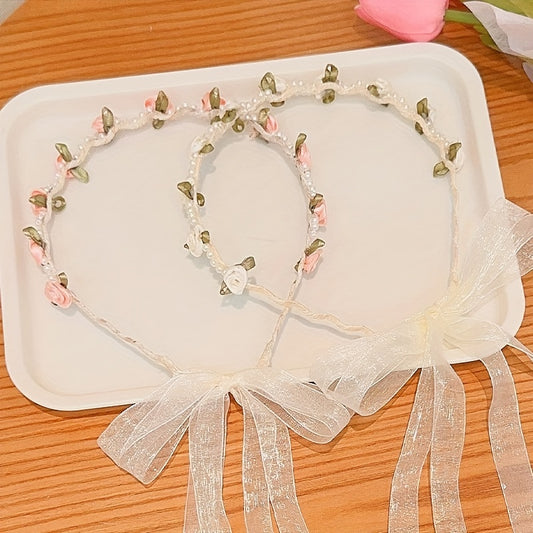 Faux Pearl Flower Princess Headband Hair Accessories for Girls
