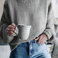  Solid Long Sleeve High Neck Sweater
