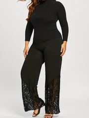  Wide Leg High Rise Lace Casual Pants