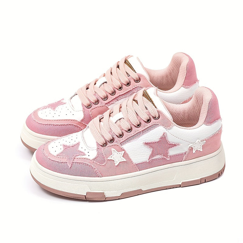 Women's Star Pattern Board Shoes Lace Up Outdoor Sneakers