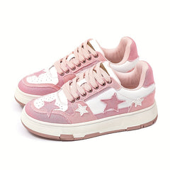 Women's Star Pattern Board Shoes Lace Up Outdoor Sneakers