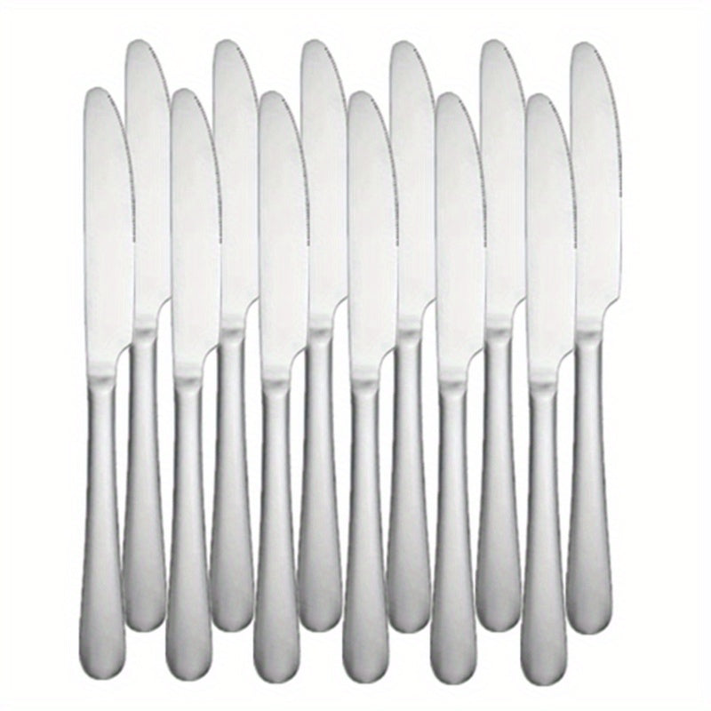 12pcs Stainless Steel Tableware Set Mirror Polished Spoon Silver