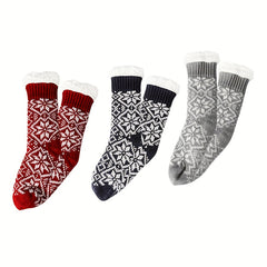 Christmas Snowflake Print Plush Socks