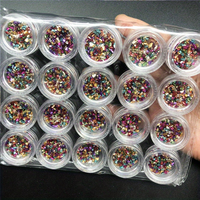 20 Metallic Crystal Chips Sprinkles for Resin Nail Art and DIY Crafts