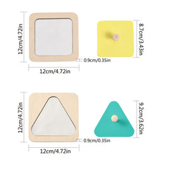 Wooden Geometric Shape Matching Puzzle Board with Mirror Early Educational Toy