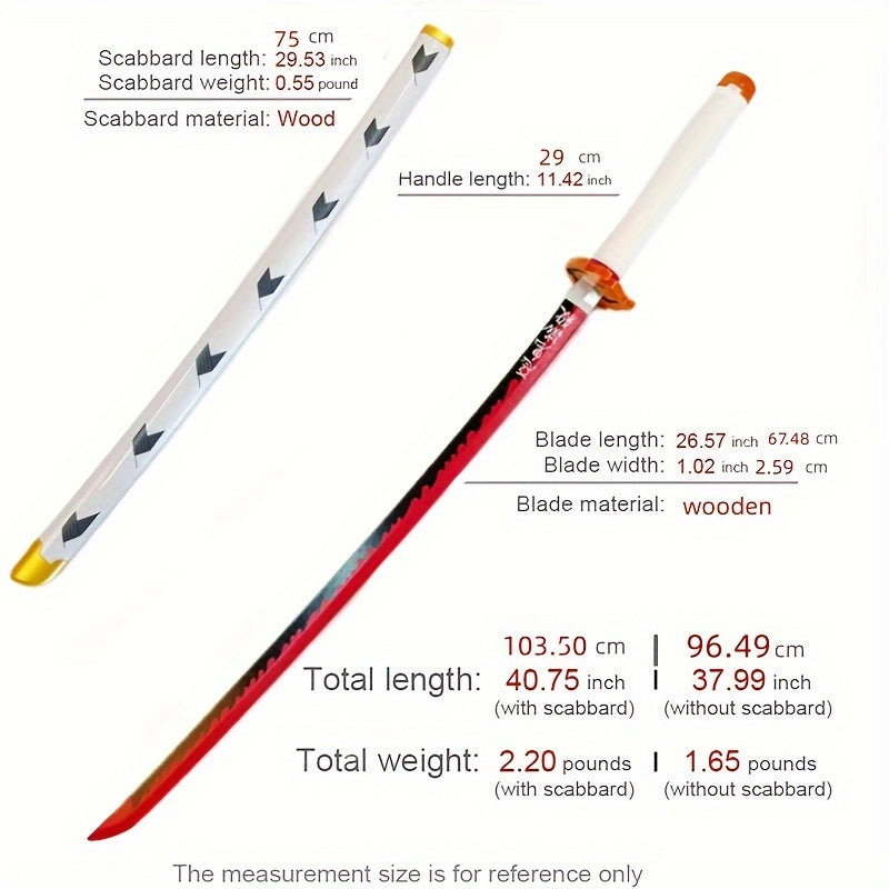 Red & Orange Demon Slayer Anime Samurai Cosplay Sword