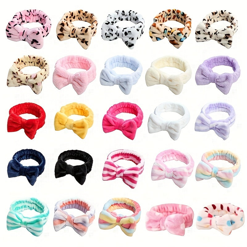 3 Pcs Coral Fleece Headband Bow Hair Band Spa Make Up Hair Accessories