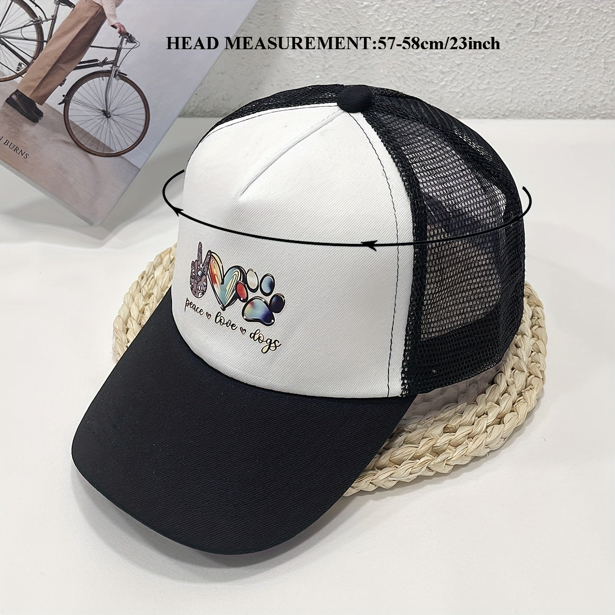 Love Dog Trucker Hat Cartoon Printed Baseball Cap Mesh Sun Hats