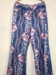 Women's Plus Paisley Floral Print Flared Leg Trousers