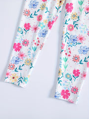 Girl's 2pcs Floral Print Pajama Set Short Sleeve Top & Pants