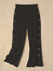 Solid Wide Leg Trousers Elastic High Rise Pants