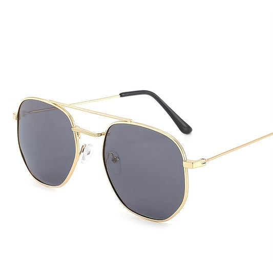 Men's Polygonal Metal Polarized Sunglasses Classic Double Beam