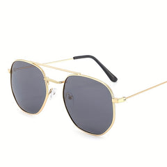 Men's Polygonal Metal Polarized Sunglasses Classic Double Beam