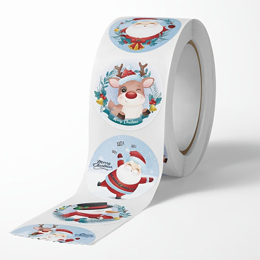 500 Sheets Christmas Cartoon Elk Gift Label Sticker