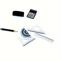 Dollhouse Ruler Set with Triangle & Pencil Case Ink Pencil