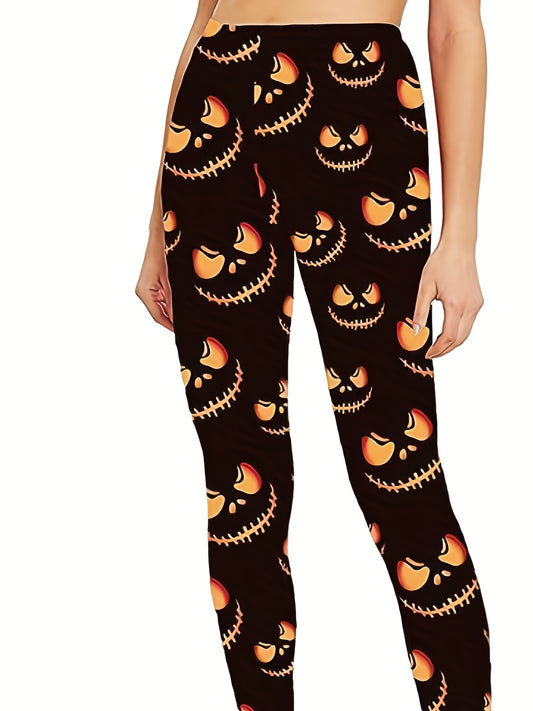  Gothic Skull Print High Stretch Leggings