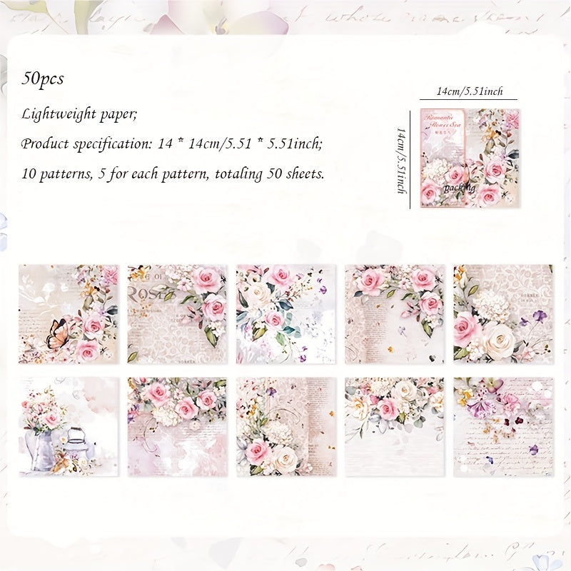 50pcs Flower Theme Paper Plants DIY Journal Decoration Collage