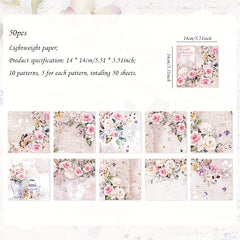 50pcs Flower Theme Paper Plants DIY Journal Decoration Collage
