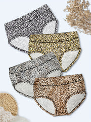 4 Pack Plus Size Soft Leopard Print Briefs Set