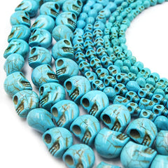 Turquoise Howlite Skull Beads 6mm-10mm for Custom Jewelry Making