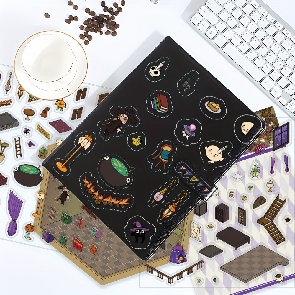 DIY House Magician Witch Library Scene Craft Decals Stickers for Scrapbooking