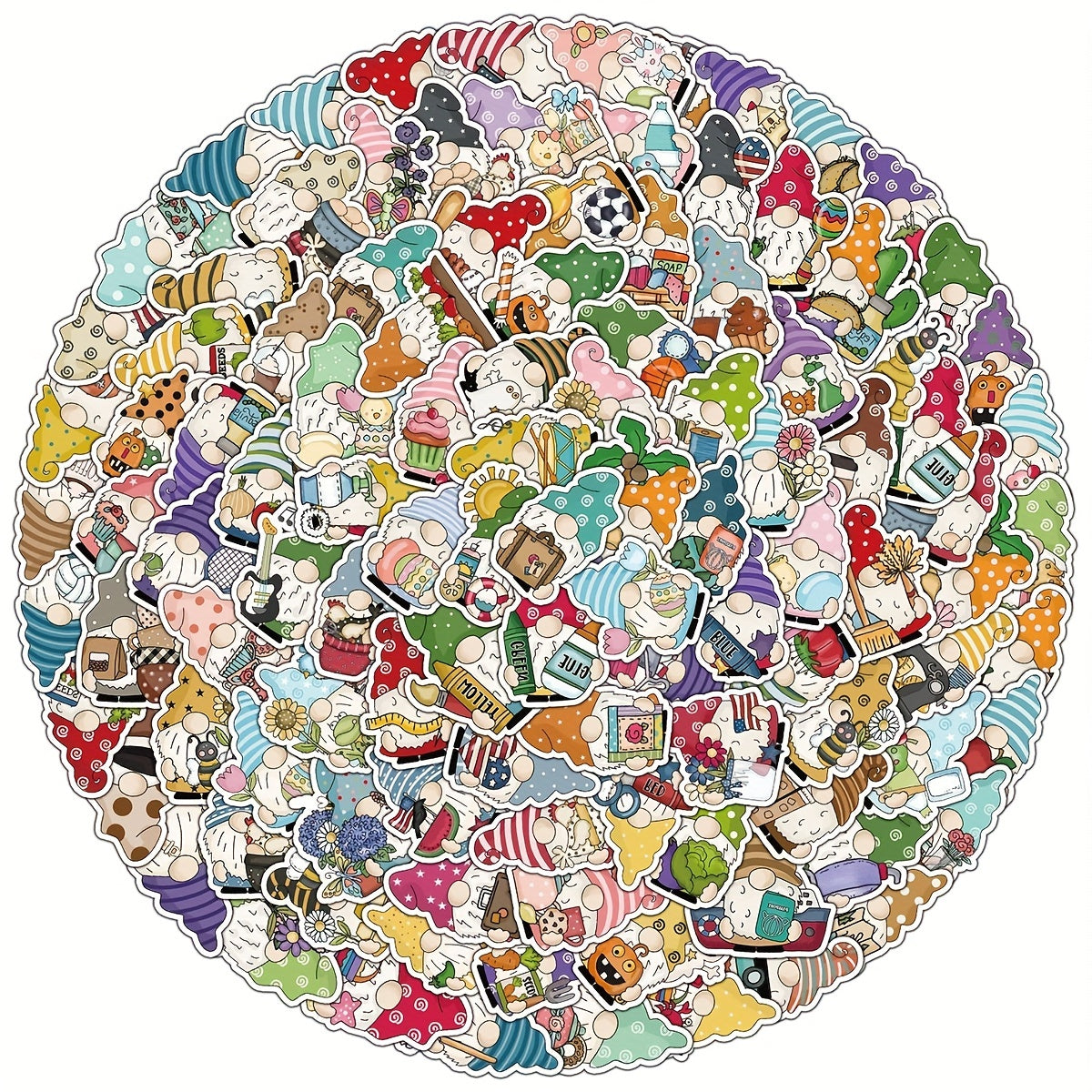 100pcs Waterproof Gnome Stickers for Laptop Water Bottle Scrapbooking