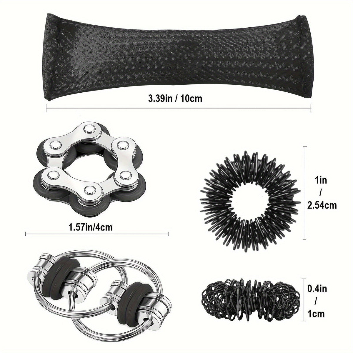 8pcs Sensory Finger Toys Set - Spinner, Rings, Chain, Marble