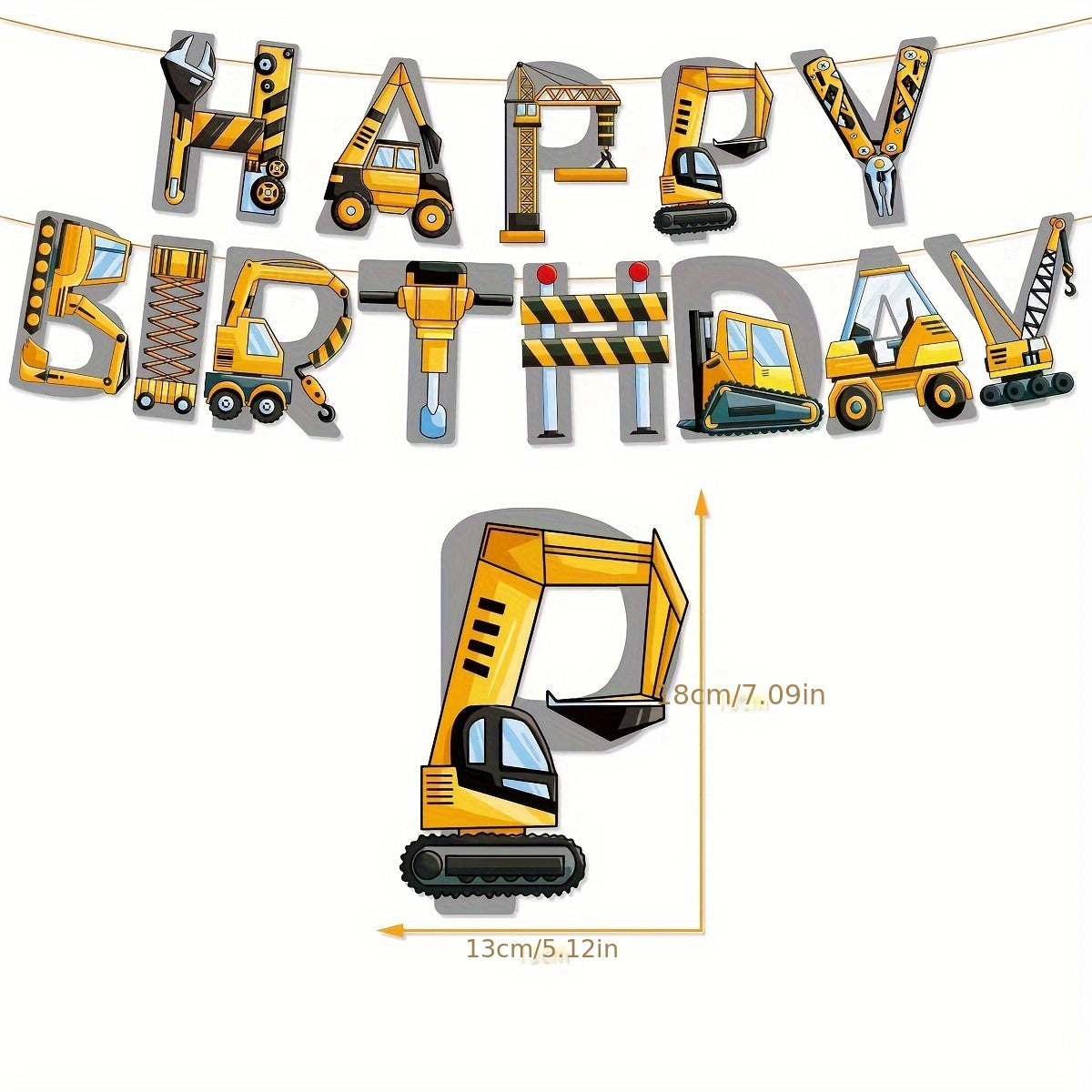 Engineering Vehicle Birthday Party Decorations Set