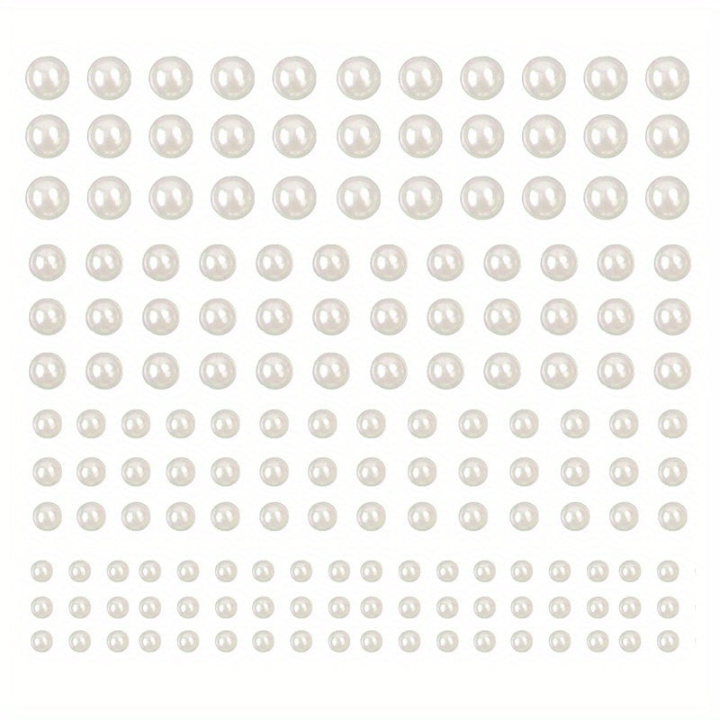 Sparkling Pearl Stickers for Hair Nails & DIY Crafts - 4 Sizes Flat Back Pearls