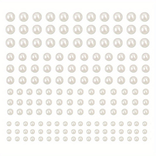 Sparkling Pearl Stickers for Hair Nails & DIY Crafts - 4 Sizes Flat Back Pearls
