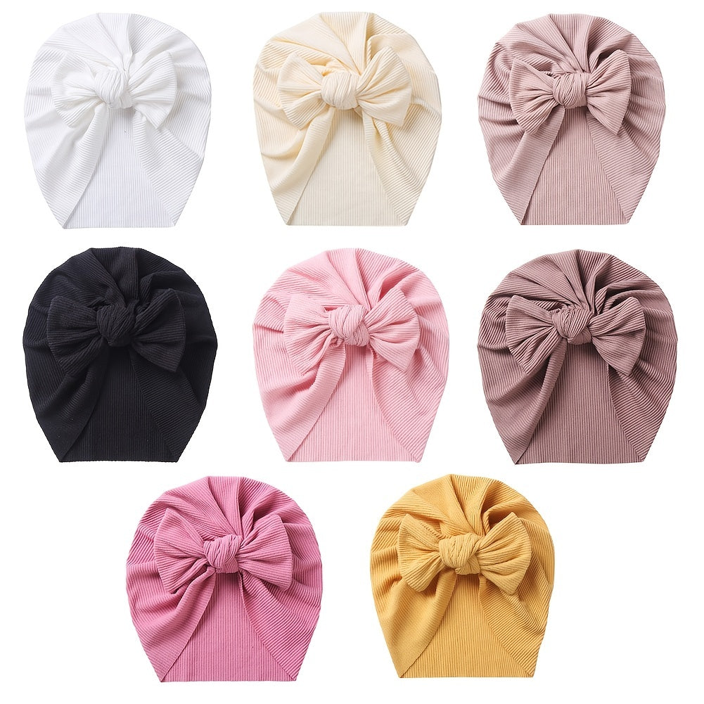 Newborn Infant Bow Decor Head Wrap Beanie Hat Turban Headband Headwear