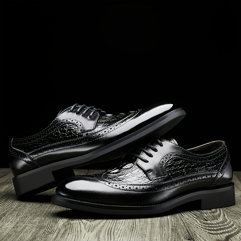 Men's Crocodile Embossed Oxford Shoes for Wedding Business Party