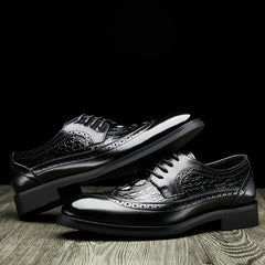 Men's Crocodile Embossed Oxford Shoes for Wedding Business Party