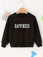 Girls Sweatshirt 'Happiness' Print Comfort Fit Long Sleeve Top Pullovers