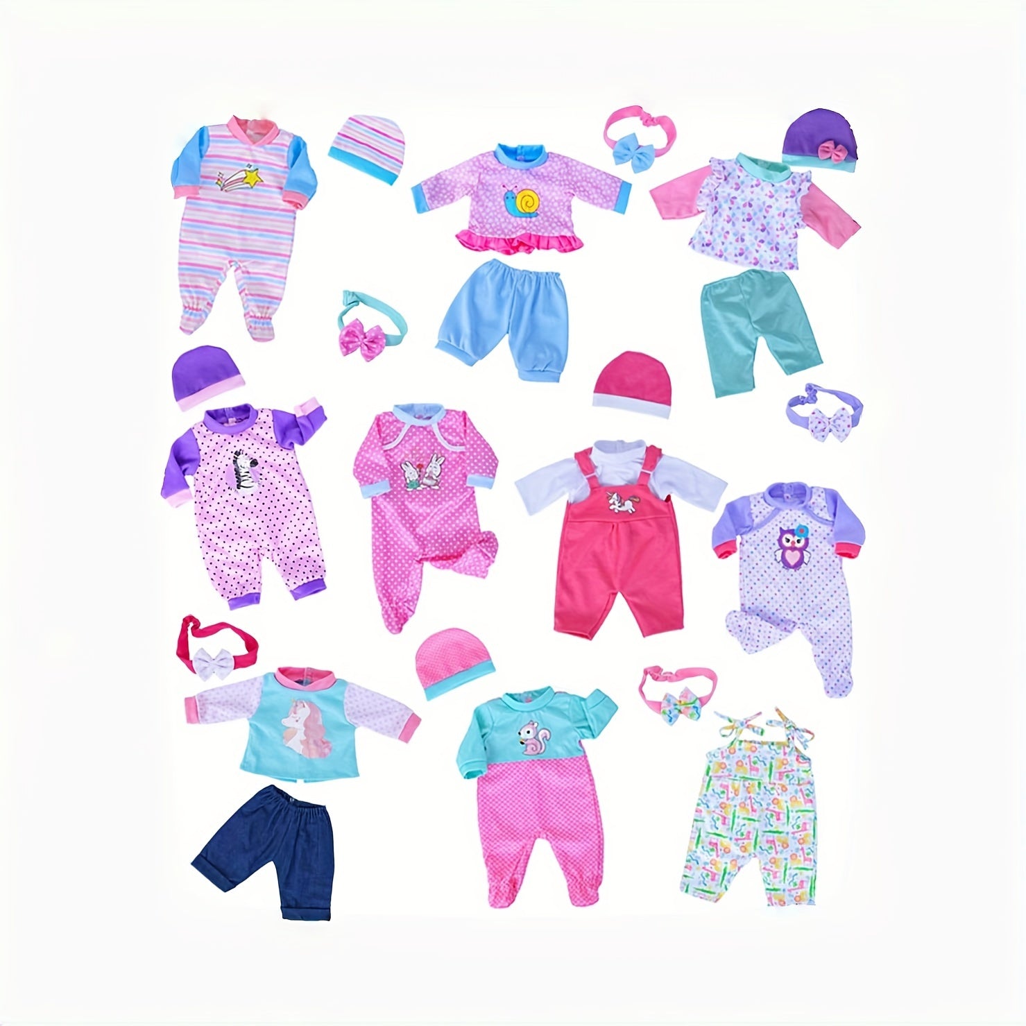 10 Pcs Reborn Doll Clothes & Accessories Long Sleeve Set for 25-33 cm Baby