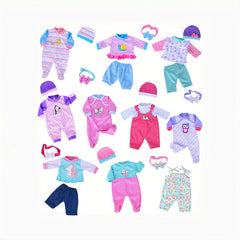 10 Pcs Reborn Doll Clothes & Accessories Long Sleeve Set for 25-33 cm Baby