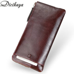 Dicihaya Men's Leather Zipper Handbag Large Capacity Wallet Clutch Bag