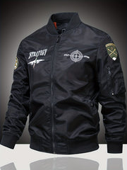 Embroidered Patch Men's Slim Fit Sports Jacket