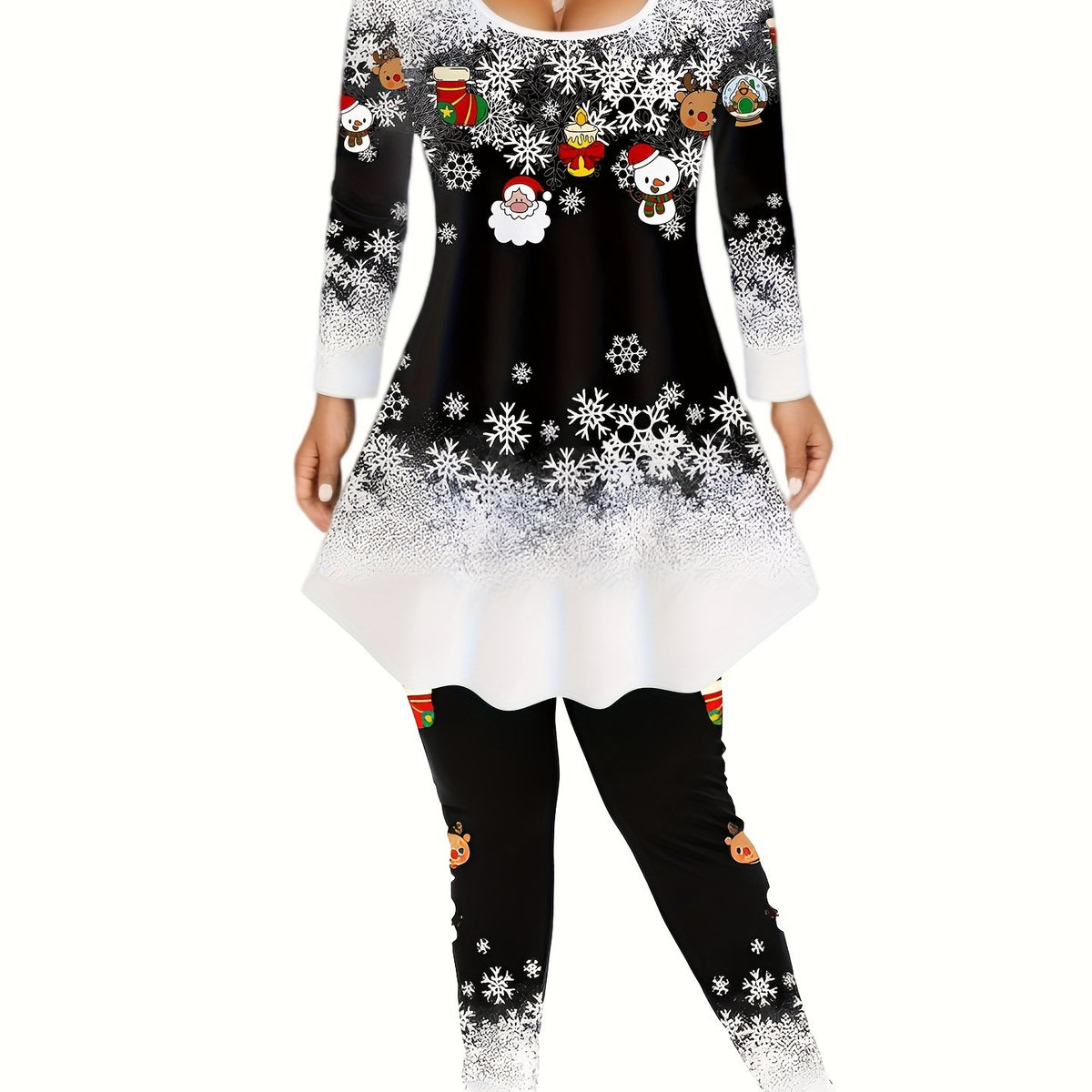  Christmas Snowflake Top & Leggings 2-Piece Set