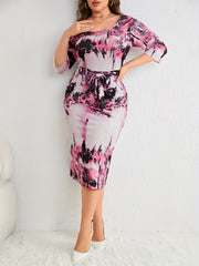  Tie Dye Half Sleeve Midi Dress