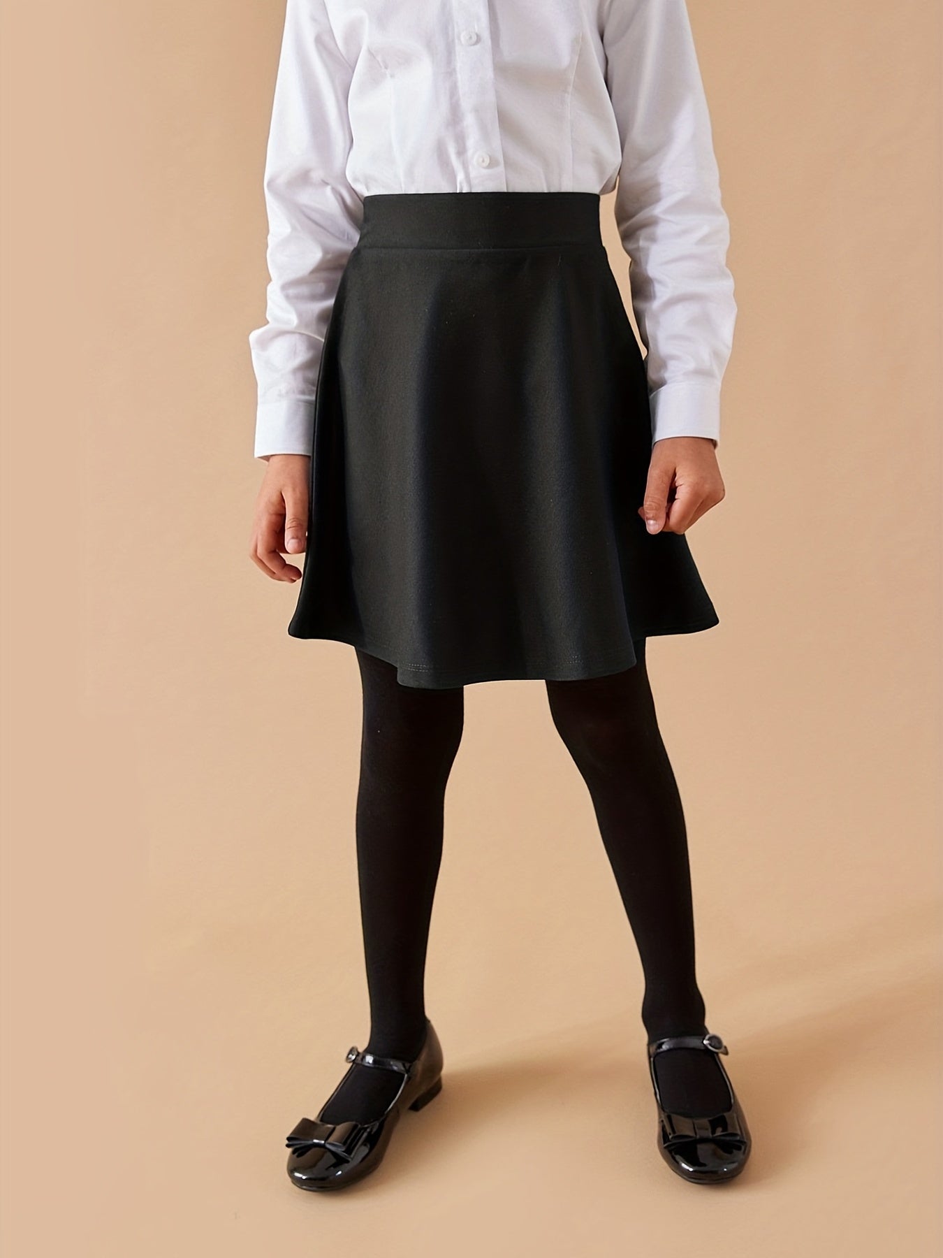 Girls High Waist Flared Knit Skirt For Kids