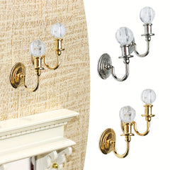 Crystal Wall Lamp Pair Mini Model Ornament Decorative Silvery Golden