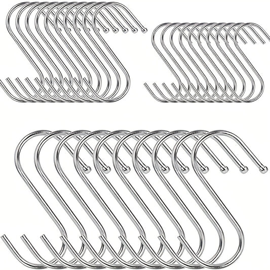10pcs Stainless Steel S Hook Kitchen Bathroom Clothing Metal Hanging Hook
