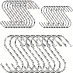 10pcs Stainless Steel S Hook Kitchen Bathroom Clothing Metal Hanging Hook