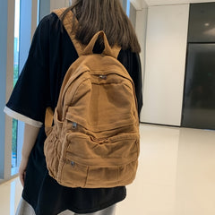 Vintage Canvas Backpack for Women, Casual School Bookbag, Adjustable Straps