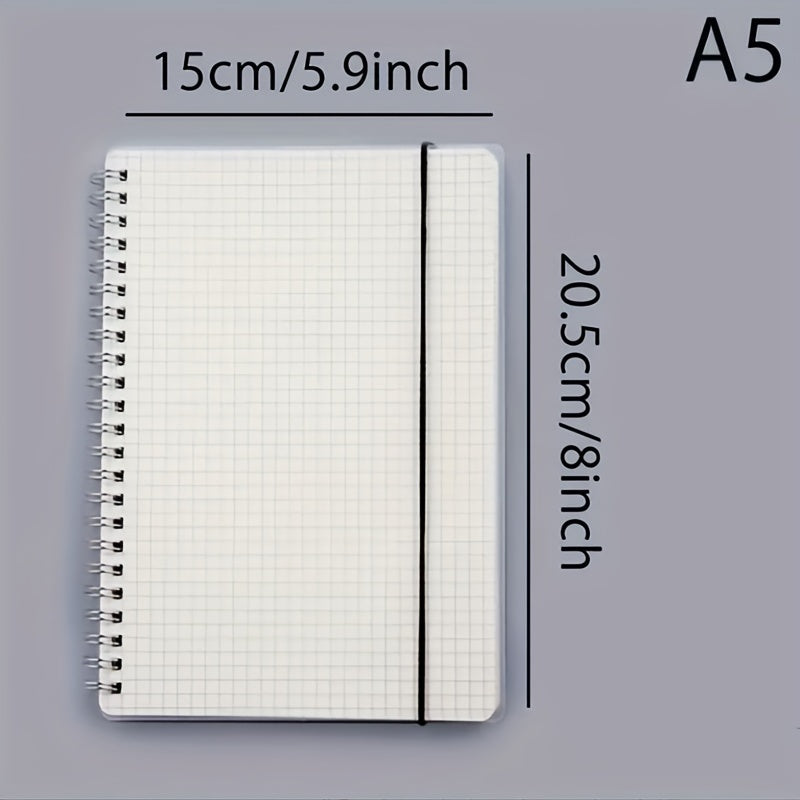 A5 Coil Notebook 80 Sheets PP Cover Horizontal Line Grid Spiral Hardcover
