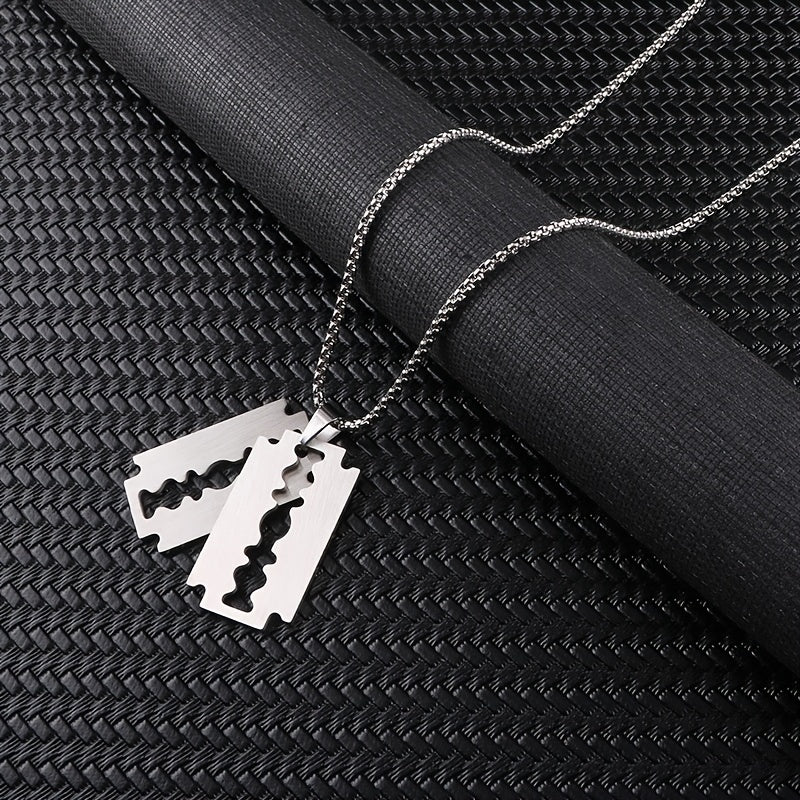 Men's Punk Jewelry Razor Blade Pendant Necklace