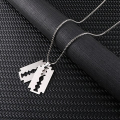 Men's Punk Jewelry Razor Blade Pendant Necklace