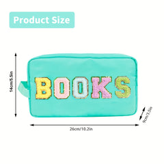 Preppy Makeup Bag With Strap Waterproof Travel Toiletry Bag For Student